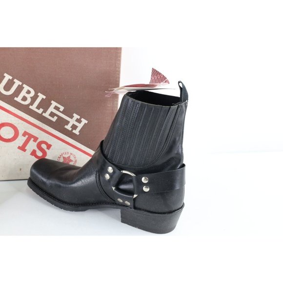 NOS Vintage 80s Mens 9 Leather Pull On Motorcycle Moto Engineer Boots Black USA main image 9